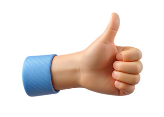 3d like icon, positive response graphic, blue sleeve thumb up, digital hand gesture, user engagement symbol