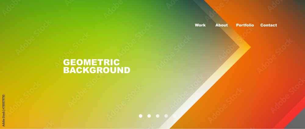 Poster it is a geometric background with a gradient of green and orange . high quality