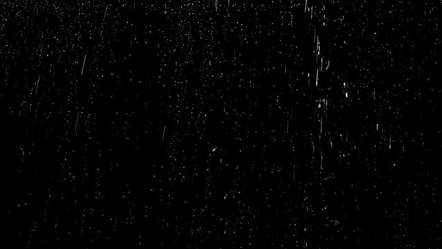 black background video with raindrops falling, the concept is suitable for use as footage