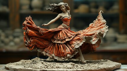 Modeling clay character Flamenco dancer - obrazy, fototapety, plakaty