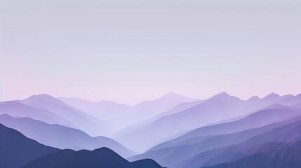 Serene mountain silhouettes cast in soothing purple hues of dusk - obrazy, fototapety, plakaty