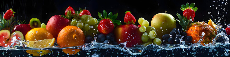 Fruit Variety With Water Splash