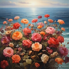 flowers on the sea