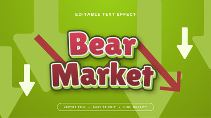 Green red and white bear market 3d editable text effect - font style