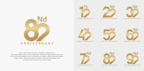 anniversary logotype vector design set gold color can be use for celebration day