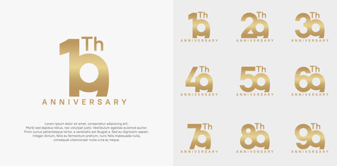 anniversary logotype vector design set gold color can be use for celebration day