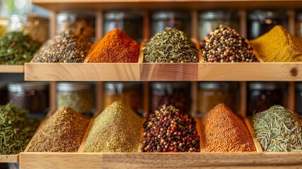 Ruby-colored spices arranged neatly on a kitchen shelf, ready for use.
