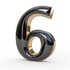 3D render elegant design of the number 6 isolated on white