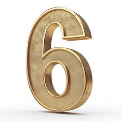 3D render elegant design of the number 6 isolated on white