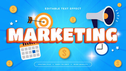 Blue white and yellow marketing 3d editable text effect - font style