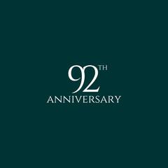Fototapeta na wymiar 92th logo design, 92th anniversary logo design, vector, symbol, icon