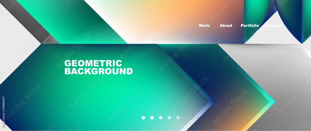 Aufkleber A geometric background featuring a variety of green triangles in tints and shades. The design resembles a digital gadget display with an electric blue color scheme