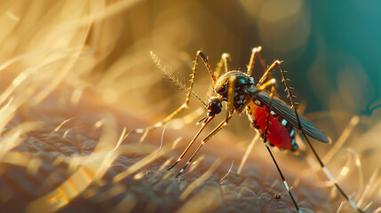 Fototapeta premium Mosquito da dengue picando a pele