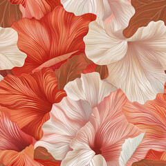  "Textured Red and White Flowers, Dramatic Botanical Illustration on Earthy Background"