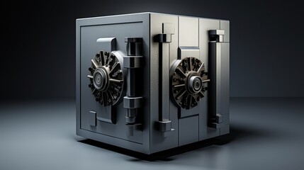 3D minimalist safe with a broken lock, symbol of security breach in finances,