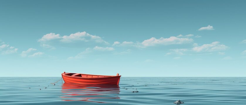Minimalist 3D illustration of a sinking boat metaphor for investment failure,