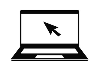 Laptop icon design.Laptop click cursor black and white icon illustration material
