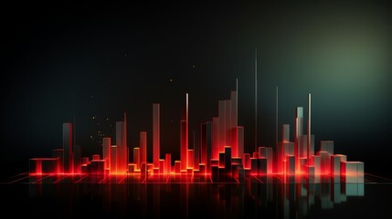 Fototapeta premium Minimalist 3D visualization of a fading financial graph, disappearing profits,
