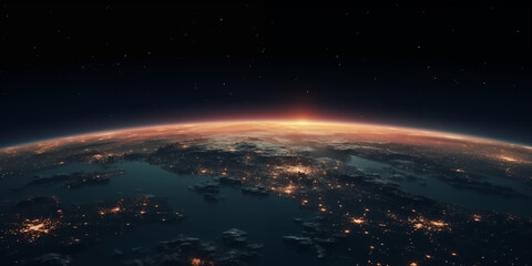 Naklejka na ściany i meble Glowing City Lights: Earth from Space