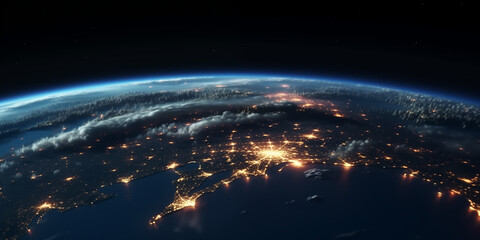 Glowing City Lights: Earth from Space