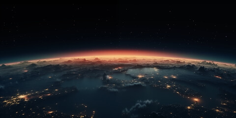 Fototapeta premium Glowing City Lights: Earth from Space