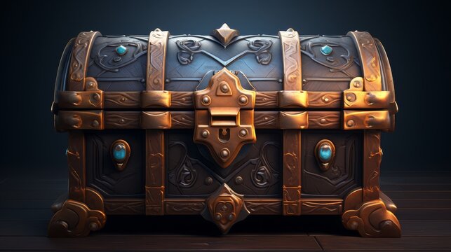 Realistic 3D depiction of a minimalist treasure chest with fluctuating content levels,