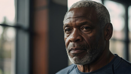Obraz premium Portrait of an elderly black man in a gym