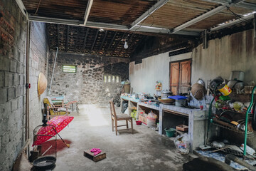 Portrait of traditional kitchen in Indonesia interior and atmosphere inside a traditional vintage...