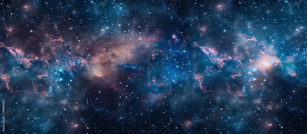 Wall mural a mesmerizing scene of the vast galactic sky filled with shimmering stars and colorful nebulas, crea