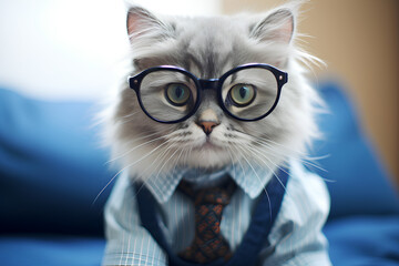cute cat wearing glasses