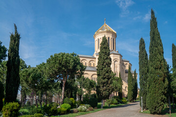 Fototapeta na wymiar The Holy Trinity Cathedral of Tbilisi, known as Sameba