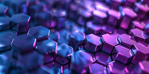 Obraz premium An abstract pattern of blue and purple hexagons creates a unique visual effect on a background.