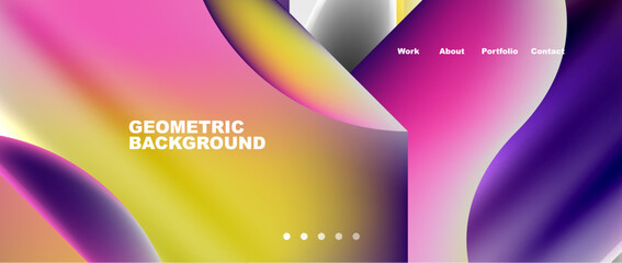 A colorful geometric background with a liquidlike purple, yellow, and pink gradient. The closeup captures the fluidity of the colors blending together in a circle pattern