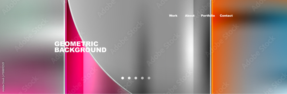 Aufkleber A geometric background featuring a blurred image of a bottle. The pattern includes rectangles, circles, and a magenta color theme, creating a modern and stylish look