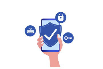 Cyber security and data protection privacy, PDPA concept. Businessman secure data management and protect data from hacker attacks and padlock icon to internet technology networking vector illustration