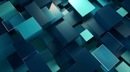 Digital blue-green geometric layered abstract graphic poster web page PPT background