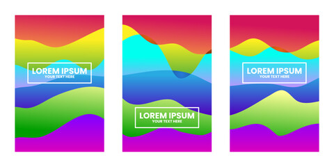 Fototapeta premium Three cover designs with colorful abstract gradient backgrounds