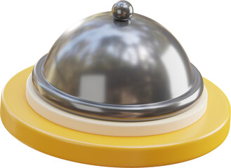 Food Service with cloche lid 3d Icon