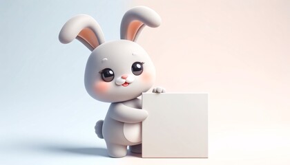 Obraz premium Baby bunny with a sign, Generative AI