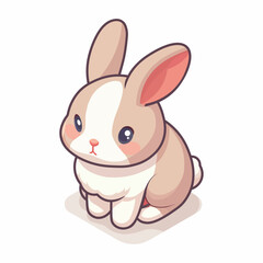 Obraz premium Isometric cute bunny rabbit cartoon character isolated on white background, animal clip art, vector illustration.