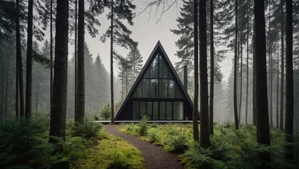 Foto op Plexiglas cabin in the forest generative ai © Mutiverse