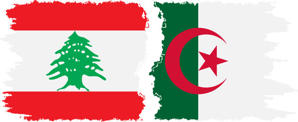 Algeria and Lebanon grunge flags connection vector