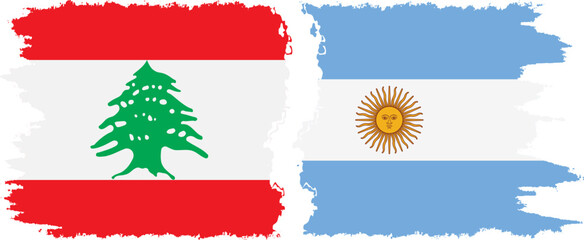 Naklejka premium Argentina and Lebanon grunge flags connection vector