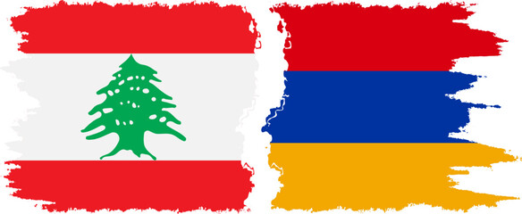 Armenia and Lebanon grunge flags connection vector - obrazy, fototapety, plakaty