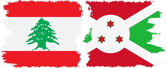 Burundi and Lebanon grunge flags connection vector - obrazy, fototapety, plakaty