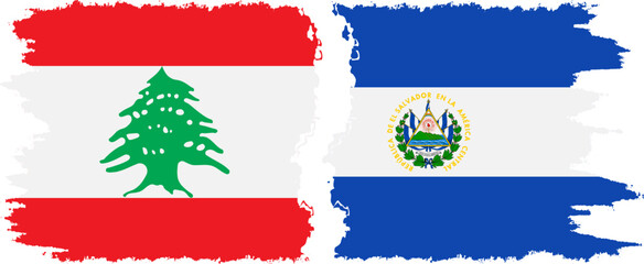 Naklejka premium El Salvador and Lebanon grunge flags connection vector