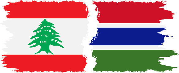 Obraz premium Gambia and Lebanon grunge flags connection vector