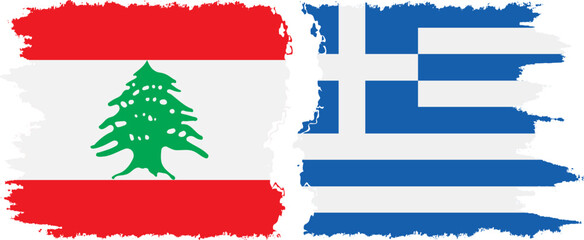 Greece and Lebanon grunge flags connection vector - obrazy, fototapety, plakaty