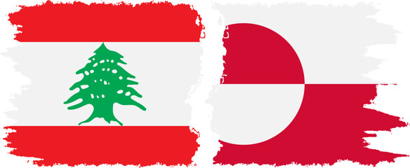 Greenland and Lebanon grunge flags connection vector