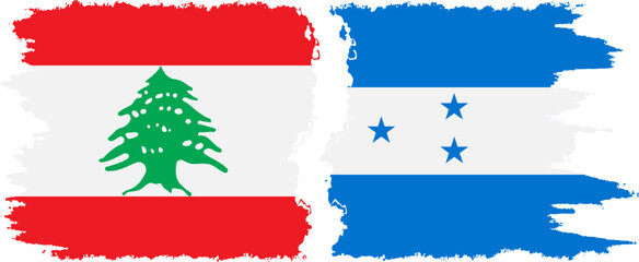 Naklejka premium Honduras and Lebanon grunge flags connection vector